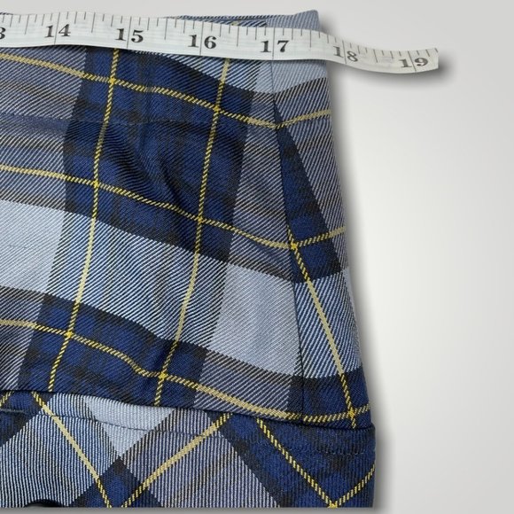 Land's End Plaid Navy Side Pleat Skirt  Skort Junior Misses Size 13 - Picture 7 of 13